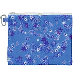 Cornflower Blue Floral Print Canvas Cosmetic Bag (xxxl) by SpinnyChairDesigns