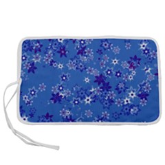 Cornflower Blue Floral Print Pen Storage Case (l) by SpinnyChairDesigns