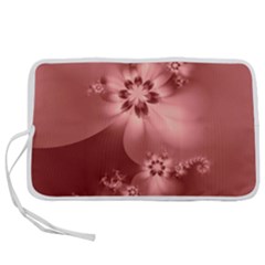 Coral Pink Floral Print Pen Storage Case (l) by SpinnyChairDesigns