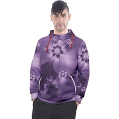 Royal Purple Floral Print Men s Pullover Hoodie