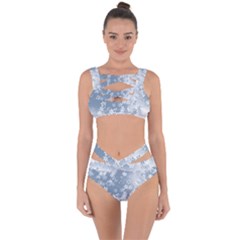 Faded Blue White Floral Print Bandaged Up Bikini Set  by SpinnyChairDesigns