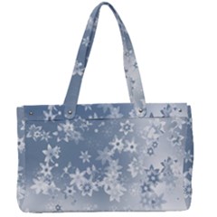 Faded Blue White Floral Print Canvas Work Bag by SpinnyChairDesigns