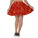 Orange Red Floral Print Velvet Skater Skirt View2