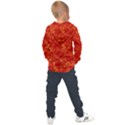 Orange Red Floral Print Kids  Overhead Hoodie View2