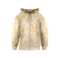 Yellow Flowers Floral Print Kids  Zipper Hoodie by SpinnyChairDesigns