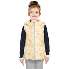 Yellow Flowers Floral Print Kids  Hooded Puffer Vest by SpinnyChairDesigns