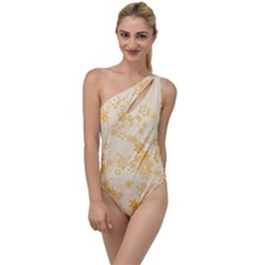 Yellow Flowers Floral Print To One Side Swimsuit by SpinnyChairDesigns