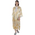 Yellow Flowers Floral Print Maxi Satin Kimono View1