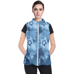 Steel Blue Flowers Women s Puffer Vest by SpinnyChairDesigns