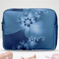 Steel Blue Flowers Make Up Pouch (large) by SpinnyChairDesigns