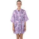 Lavender and White Flowers Half Sleeve Satin Kimono  View1