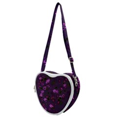 Purple Flowers Heart Shoulder Bag by SpinnyChairDesigns