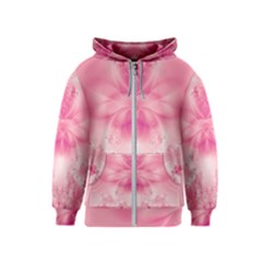 Pink Floral Pattern Kids  Zipper Hoodie by SpinnyChairDesigns