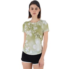 Olive Green With White Flowers Back Cut Out Sport Tee