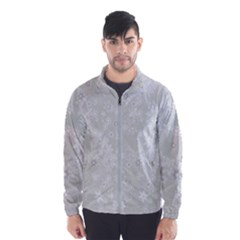 Ash Grey Floral Pattern Men s Windbreaker by SpinnyChairDesigns