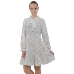 Ash Grey Floral Pattern All Frills Chiffon Dress by SpinnyChairDesigns