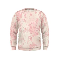 Baby Pink Floral Print Kids  Sweatshirt by SpinnyChairDesigns