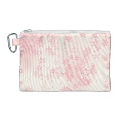 Baby Pink Floral Print Canvas Cosmetic Bag (large) by SpinnyChairDesigns