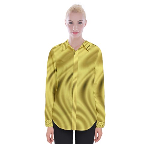 Golden Wave  Womens Long Sleeve Shirt by Sabelacarlos