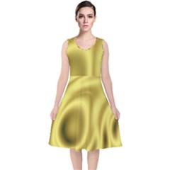 Golden Wave 2 V-neck Midi Sleeveless Dress  by Sabelacarlos