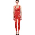 Red and White Flowers One Piece Catsuit View1