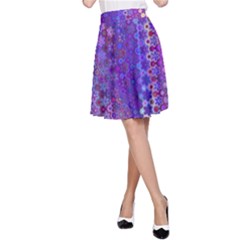 Boho Purple Floral Print A-line Skirt by SpinnyChairDesigns