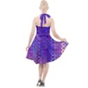 Boho Purple Floral Print Halter Party Swing Dress  View2