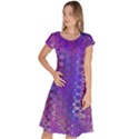 Boho Purple Floral Print Classic Short Sleeve Dress View1