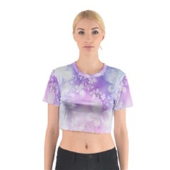 White Purple Floral Print Cotton Crop Top by SpinnyChairDesigns