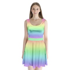 Pastel Rainbow Diamond Pattern Split Back Mini Dress  by SpinnyChairDesigns