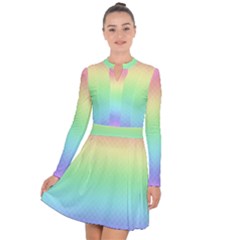 Pastel Rainbow Diamond Pattern Long Sleeve Panel Dress by SpinnyChairDesigns