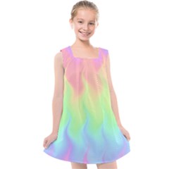 Pastel Rainbow Flame Ombre Kids  Cross Back Dress by SpinnyChairDesigns