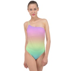 Pastel Rainbow Ombre Classic One Shoulder Swimsuit by SpinnyChairDesigns