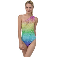 Rainbow Ombre Texture To One Side Swimsuit by SpinnyChairDesigns