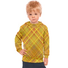 Orange Madras Plaid Kids  Hooded Pullover by SpinnyChairDesigns