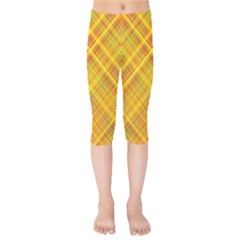 Orange Madras Plaid Kids  Capri Leggings  by SpinnyChairDesigns