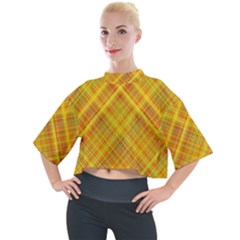 Orange Madras Plaid Mock Neck Tee by SpinnyChairDesigns