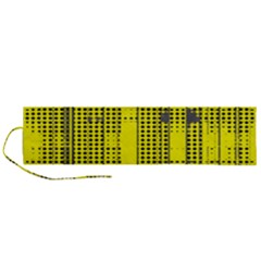 Black Yellow Punk Plaid Roll Up Canvas Pencil Holder (l) by SpinnyChairDesigns