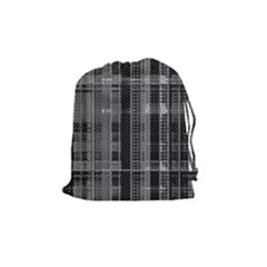 Black Punk Plaid Drawstring Pouch (medium) by SpinnyChairDesigns