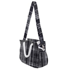 Black Punk Plaid Rope Handles Shoulder Strap Bag by SpinnyChairDesigns