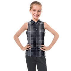 Black Punk Plaid Kids  Sleeveless Polo Tee