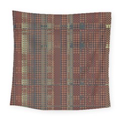 Rust Brown Grunge Plaid Square Tapestry (large) by SpinnyChairDesigns