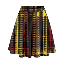 Red Yellow Black Punk Plaid High Waist Skirt by SpinnyChairDesigns