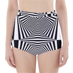 Black And White Stripes High-waisted Bikini Bottoms by SpinnyChairDesigns