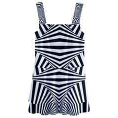 Black And White Stripes Kids  Layered Skirt Swimsuit by SpinnyChairDesigns