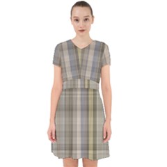 Beige Tan Madras Plaid Adorable In Chiffon Dress by SpinnyChairDesigns