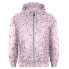 Pink And White Checkered Men s Zipper Hoodie by SpinnyChairDesigns