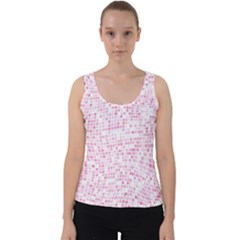 Pink And White Checkered Velvet Tank Top by SpinnyChairDesigns