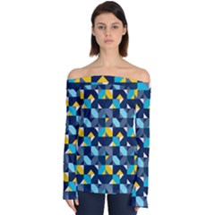 Geometric Hypnotic Shapes Off Shoulder Long Sleeve Top by tmsartbazaar