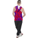 Geometric blocks, blue and red triangles, abstract pattern Men s Sleeveless Hoodie View2